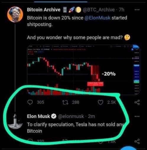 Elon Musk have not sold bitcoin